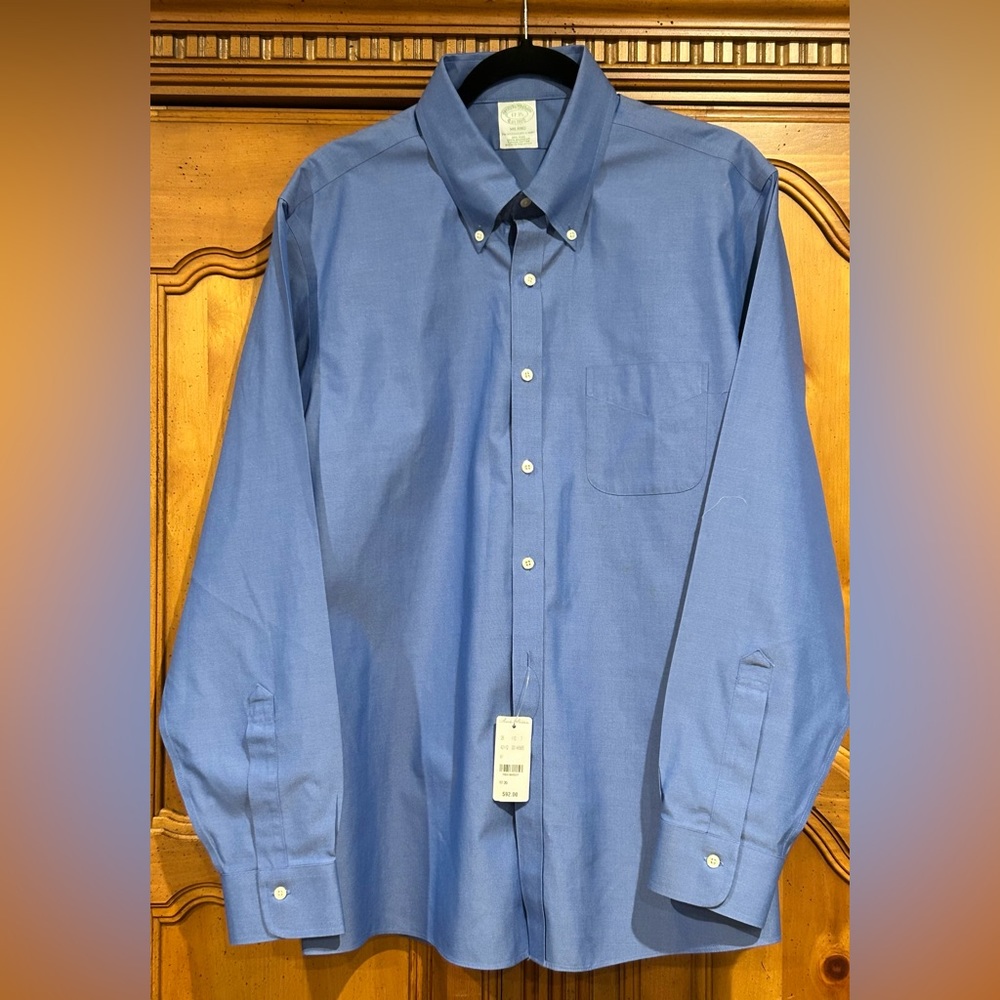 NWT Brooks Brothers Milano Blue Dress Shirt 17 35